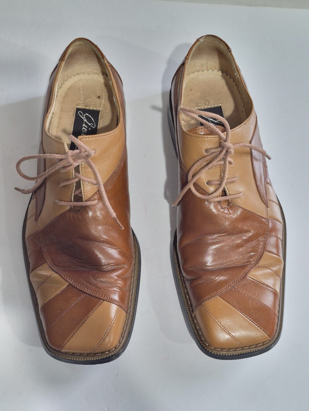 Giovanni Two-Tone Brown Leather  Men’s Dress Oxfords Shoes Size 9